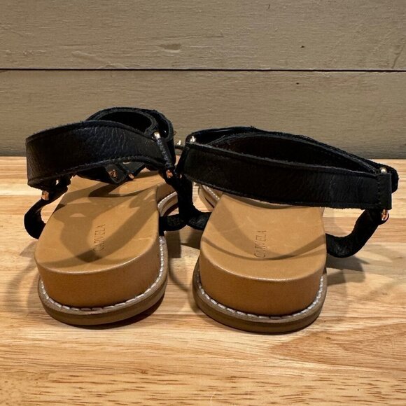 Carvela Kurt Geiger Kilter Flat Leather Sandals Black w/ Gold Studs Size US 7.5 - Picture 5 of 8